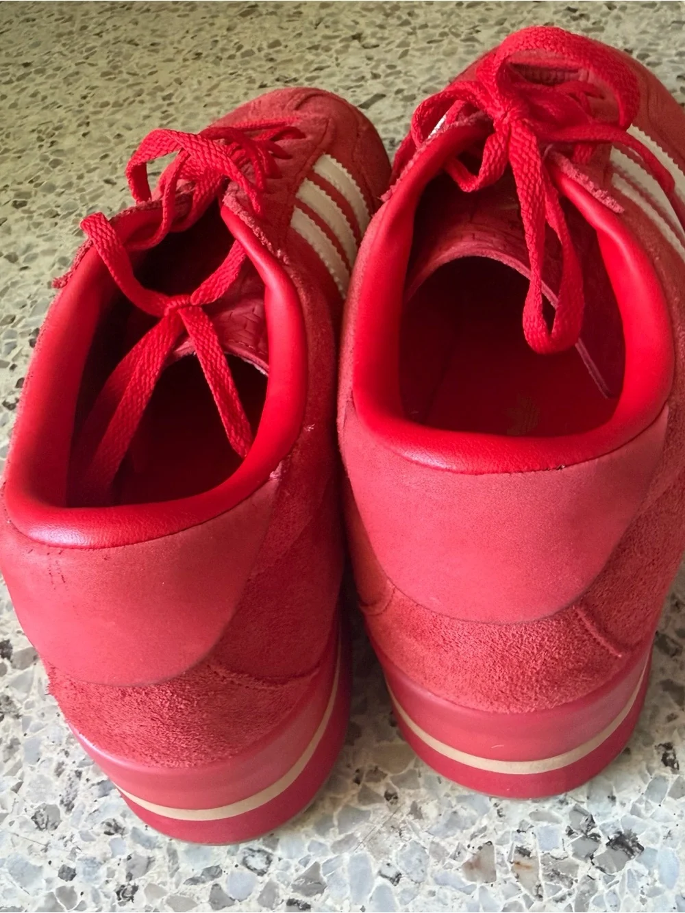 adidas Gazelle Platform Sneakers - Red with White Stripes